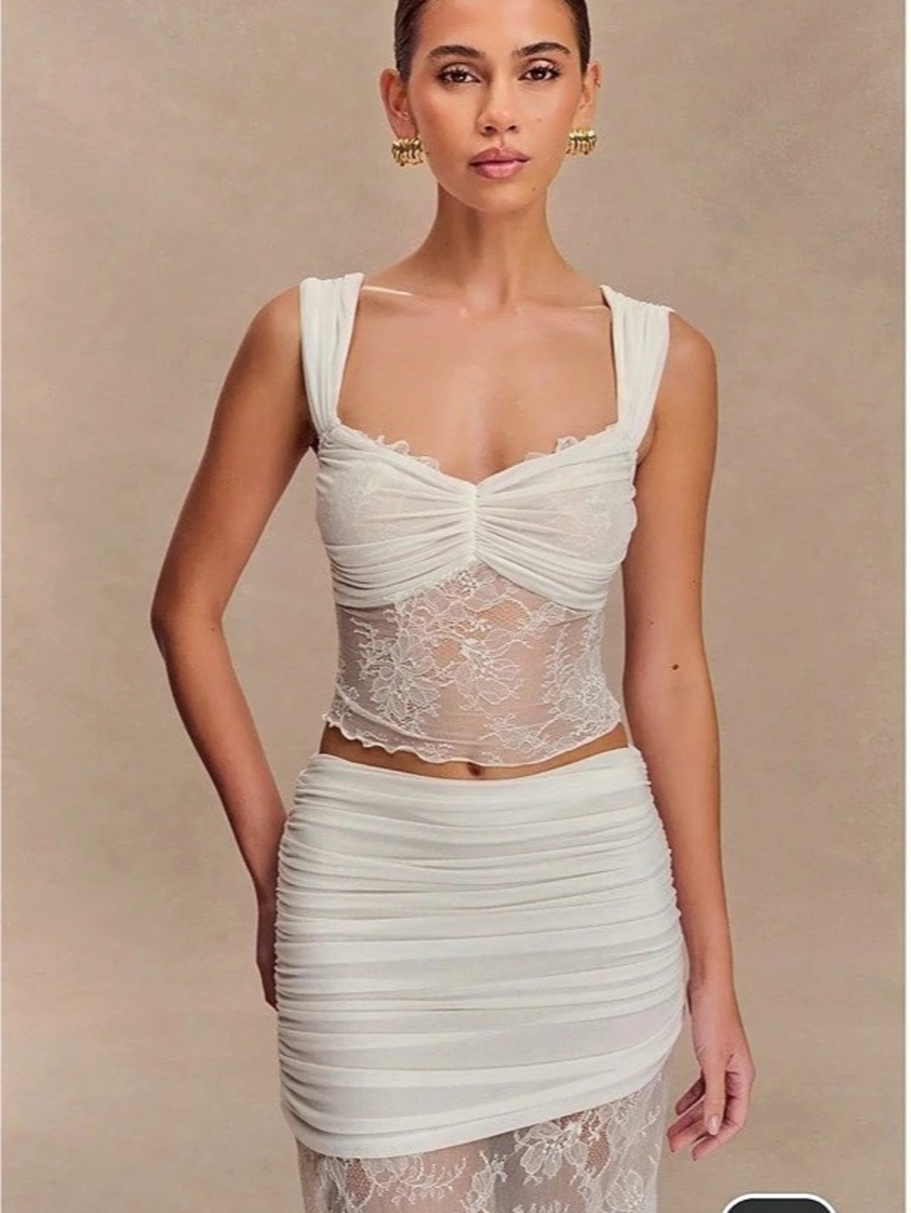 Meshki Guinevere Lace Mesh Top White Medium